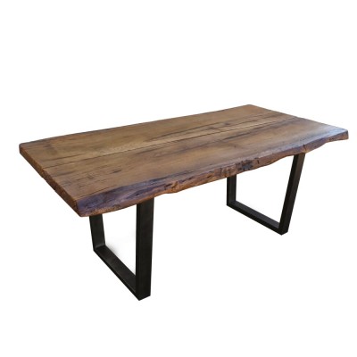 Wood Table oak brown oak feet in black metal