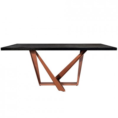 Bogotà table artisanale piètement cuivre bois massif noir