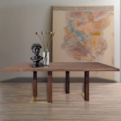 mesa artesanal madera maciza de roble - elegante y refinada
