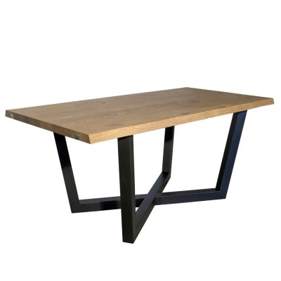 mesa artesanal madera maciza con patas de metal