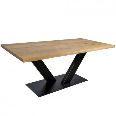 Mesa rectangular de madera maciza artesanal + patas de metal