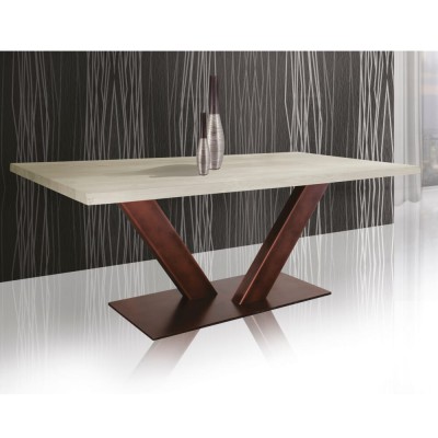 Mesa rectangular de madera maciza artesanal + patas de metal
