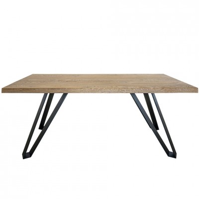 Olso table bois massif artisanal rectangulaire + pieds en métal