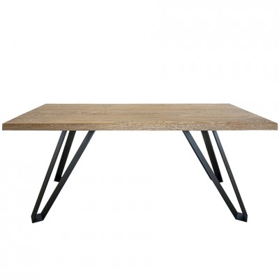 table bois massif artisanal rectangulaire + pieds en métal