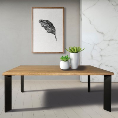 Tavolo rettangolare legno massello + gambe in metallo