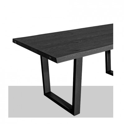 Tavolo rettangolare legno nero massello rovere + gambe in metallo