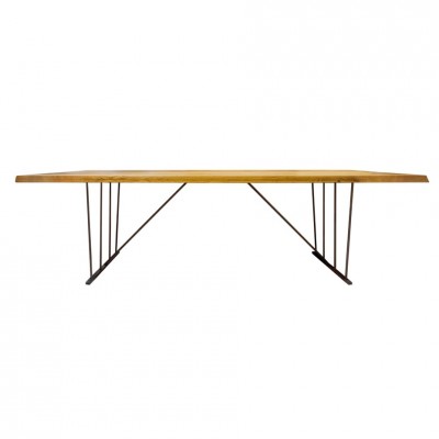 mesa minimalista en madera maciza artesanal + patas de metal