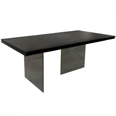 Klass Workbench black wood + smoked glass legs