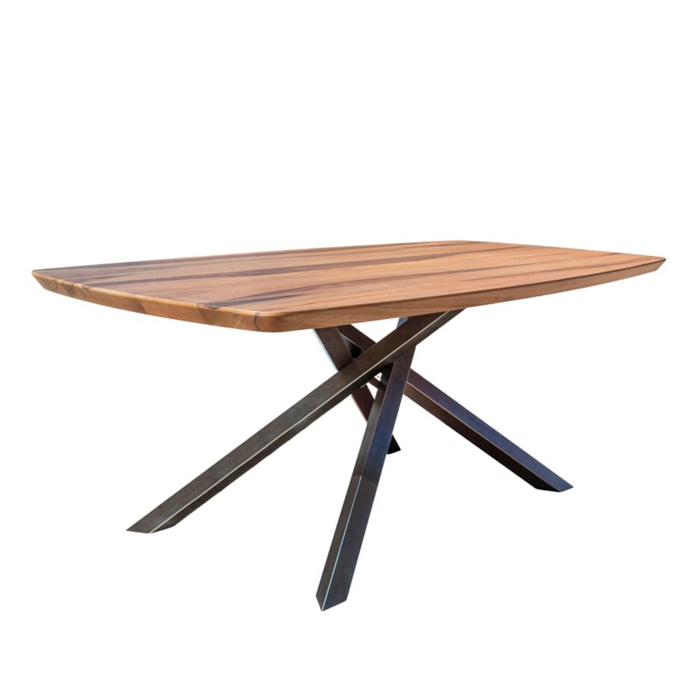 Tavolo in legno massello a botte con gambe in metallo nero 200