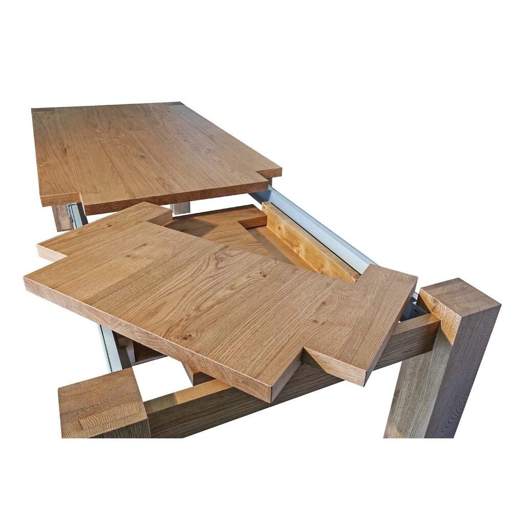 Eco mesa extensible madera maciza natural - hecho a mano