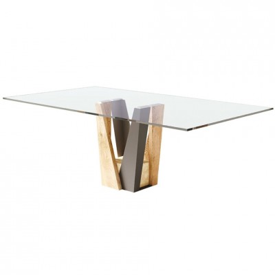 Tavolo in vetro con basamento centrale design