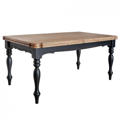 Chic  mesa extensible mesa de comedor de madera de abeto + base negra