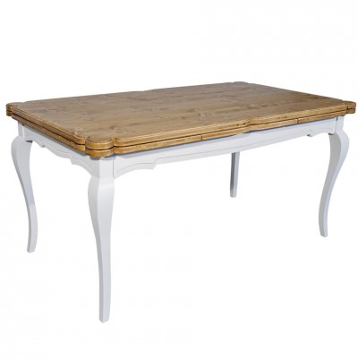mesa extensible mesa en madera de abeto + base blanca