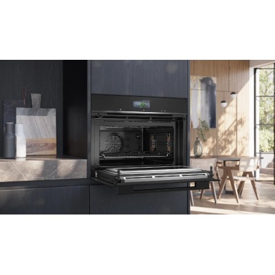 Kuchenka mikrofalowa z pyrolizą Siemens cm776g1b1 Iq700 do zabudowy h 45 czarna