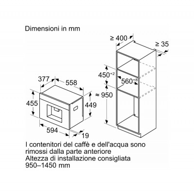 Siemens ct718l1b0 Iq700 Cafetera empotrada h 45 cm negra