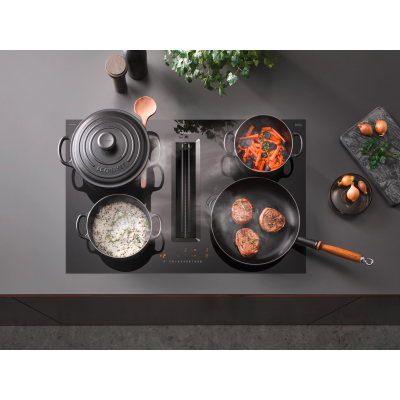 Miele kmda 7272 flu-u Silence Induktionskochfeld integrierte Dunstabzugshaube 80 cm schwarz