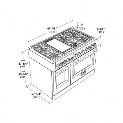 Fulgor fsrc 4807 2p mk 2f mbk cucina professionale gas sofia 122 cm acciaio nero