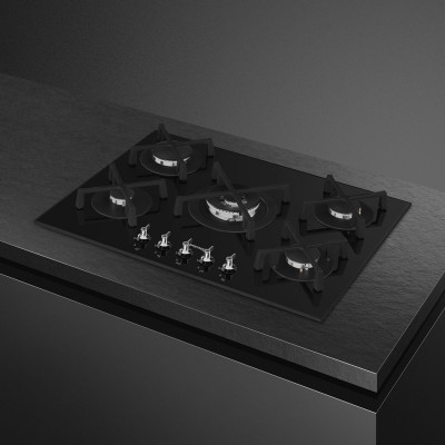 Smeg Pv375N Classica plaque de cuisson au gaz 70 cm verre noir