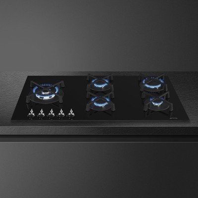 Smeg Pv395Ln Classica Gasherd 90cm schwarzes Glas