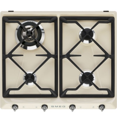 Smeg Sr964Pgh Victoria plaque de cuisson au gaz 60 cm crème