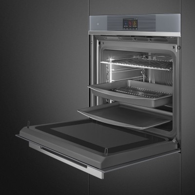 Smeg So6104Apg Linea Einbau-Dampfofen + Mikrowelle 60cm schwarz