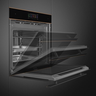 Smeg So6606Ws4Pnr Dolce Stil Novo Kombinierter Dampfofen 60 cm schwarz