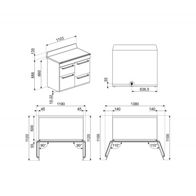Smeg Tr4110Igr2 Victoria Cuisinière à induction en pose libre 110 cm grise