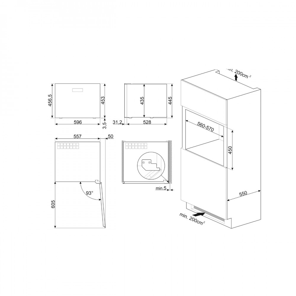 LINEA Vinoteca encastrable con puerta de cristal Clase F By Smeg