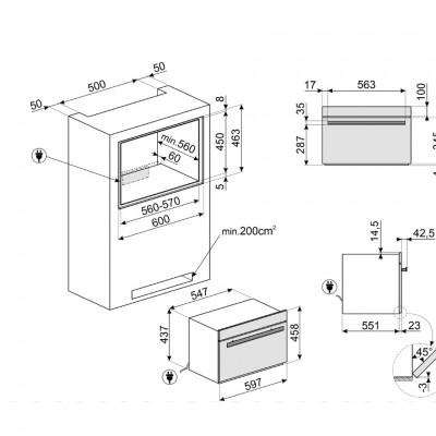 Smeg Sbc4104G Linea Built-in blast freezer h 45 cm grey