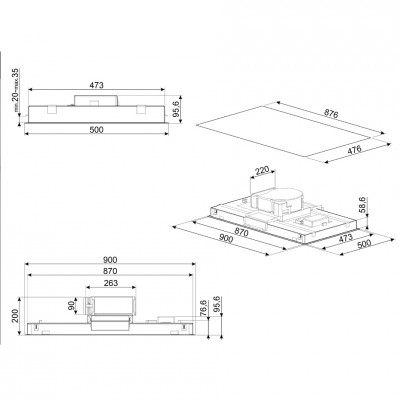 Smeg Klt9L4X Ceiling mounted hood vent 90cm stainless steel