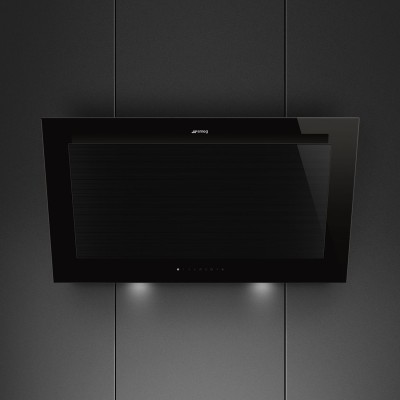 Smeg Kv194B3 Campana de pared inclinada 90 cm negra