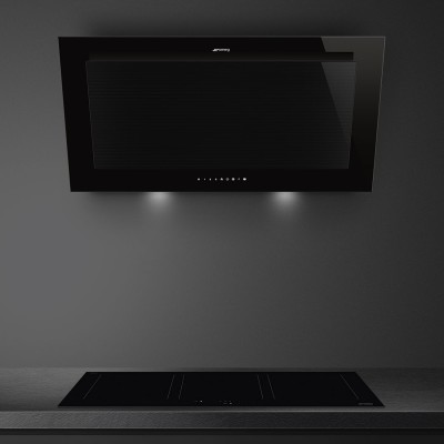 Smeg Kv194B3 Inclined wall mounted hood vent 90cm black