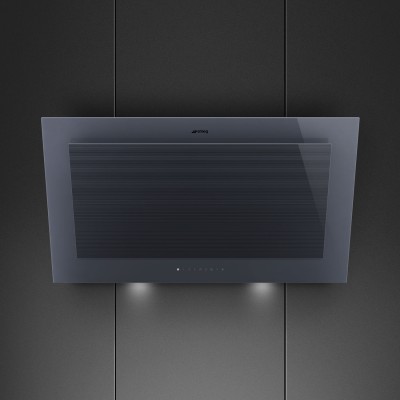 Okap ścienny skośny Smeg kv194g 90cm, szary