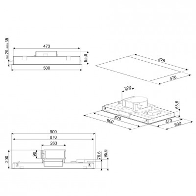 Smeg Klt9L4Wh Ceiling mounted hood vent 90cm white
