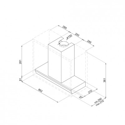 Smeg Ksgt93X Undercabinet built-in hood vent 90 cm stainless steel