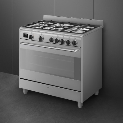 Smeg Bg91X2 Cocina de gas de gran tamaño 90 cm acero inoxidable