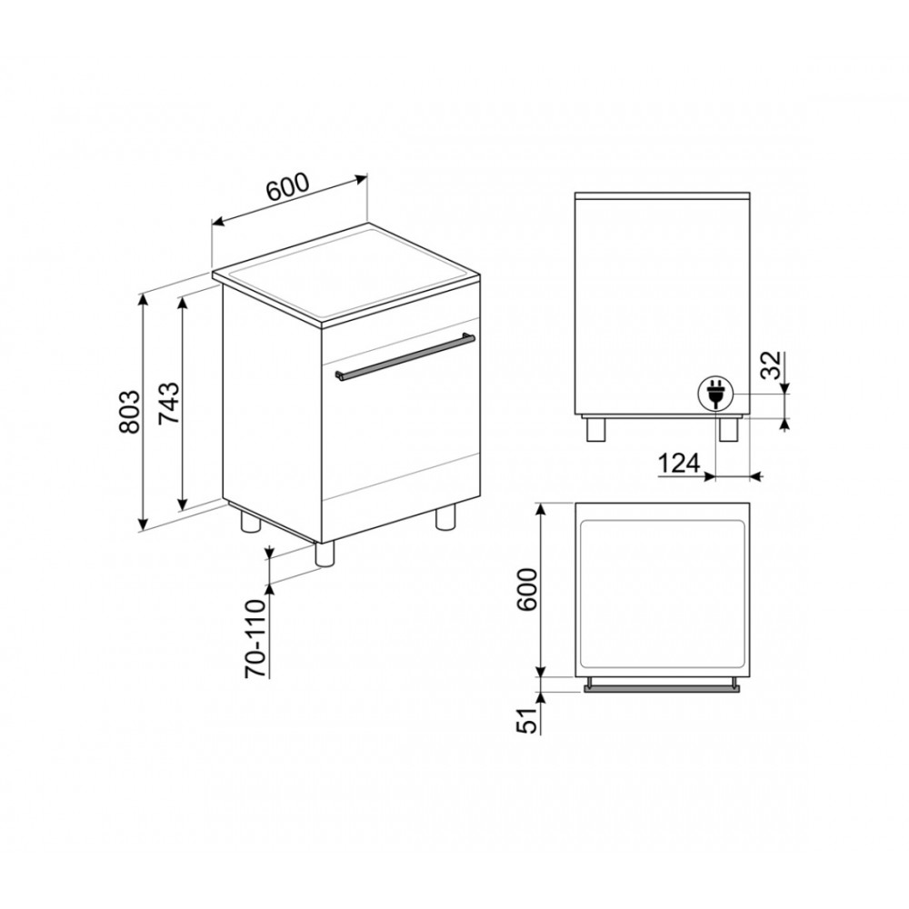 Smeg c6imxt2 cucina a induzione da appoggio 60 cm acciaio inox