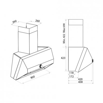 Campana de pared Airforce Vis Head Free 90 cm acero inoxidable