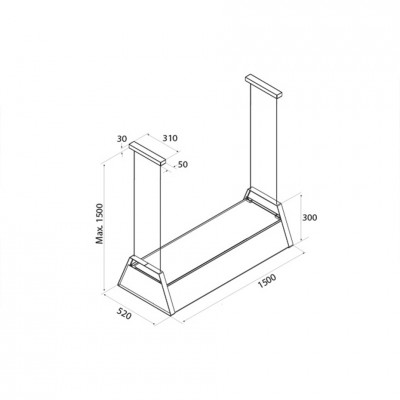 Okap wyspowy Airforce Tata 150 cm czarny antracyt