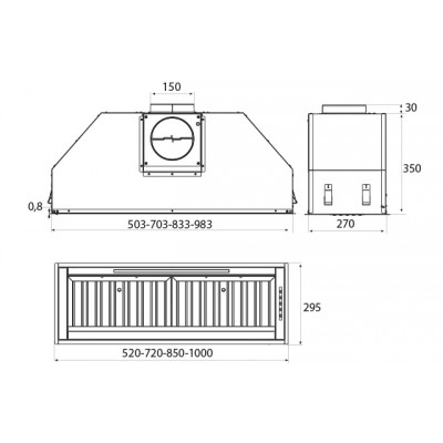 Airforce Incasso Pro Hotte meuble haut encastrable 100 cm acier inoxydable
