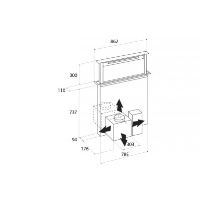 Airforce Downdraft Hotte plan de travail 90 cm inox