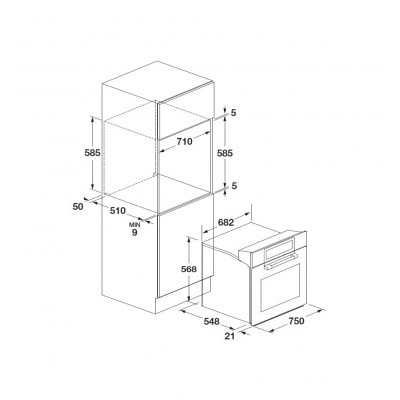 Fulgor fclo 7515 tem bk horno multifunción empotrable cluster concept 75cm negro