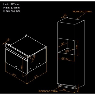 Irinox Hz452350009 Zero 45 Built-in Vacuum drawer h cm black glass