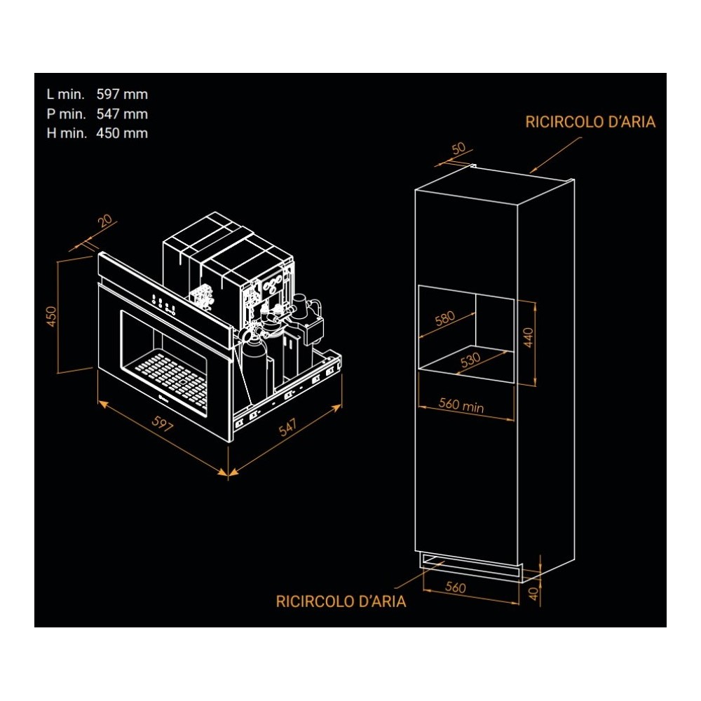 Irinox WAVE 45 HW45H256002 Wave Hot&Cold Erogatore acqua da incasso cm. 60  h. 45 - inox - maniglia nero opaco