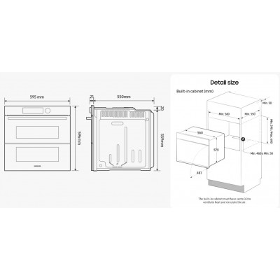 Samsung nv7b6799jbk Horno vapor empotrable Serie 6 de doble cocción 60 cm negro