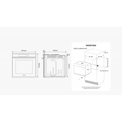 Samsung nv7b6679cbn Series 6 built-in pyrolytic steam oven 60 cm blue