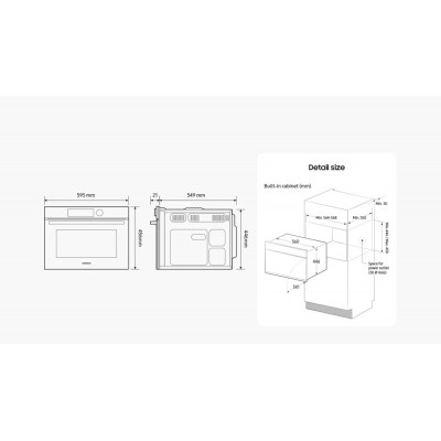 Samsung nq5b6753can Serie 6 eingebauter kombinierter Mikrowellenherd, H 45 cm, blau