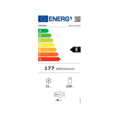 Samsung brd27703eww réfrigérateur combiné encastrable 1 porte h 178 cm