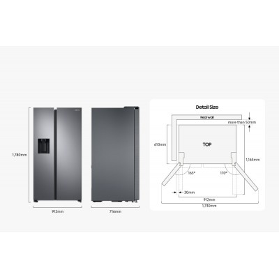 Samsung rs68cg883eb1 réfrigérateur + congélateur pose libre l 91 h 178 cm