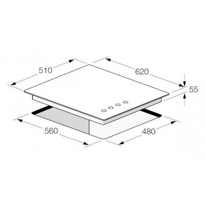 Fulgor fch 604 g bk Gaskochfeld 60 cm, schwarzes Glas